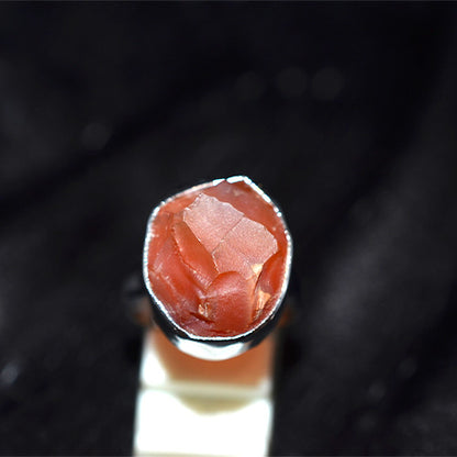 925 Sterling Silver Raw Carnelian Gemstone Ring