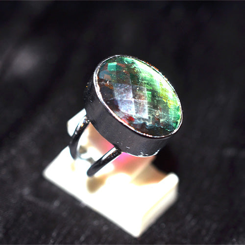 925 Sterling Silver Oval Rainbow Fluorite Ring