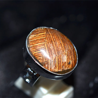 925 Sterling Silver Round Rutilated Quartz Ring