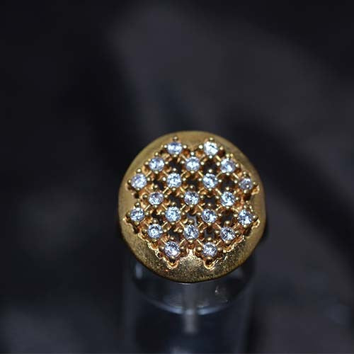 6 Carat Gold Plated White Crystal Grid Statement Ring