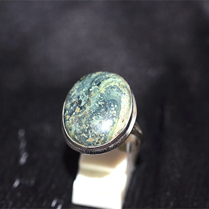 925 Sterling Silver Oval Ocean Jasper Ring