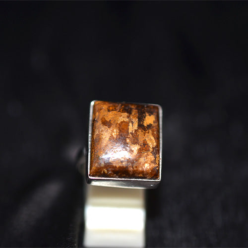 925 Sterling Silver Bronzite Square Ring