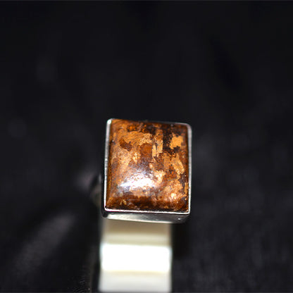 925 Sterling Silver Bronzite Square Ring