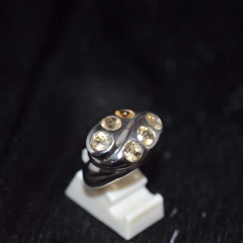 925 Sterling Silver Yellow Citrine Oval Motif Ring