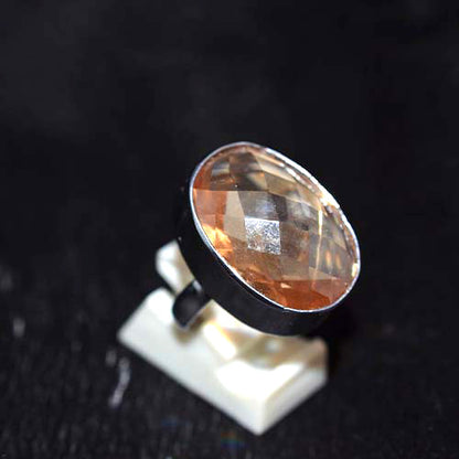925 Sterling Silver Oval Peach Morganite Solitaire Ring
