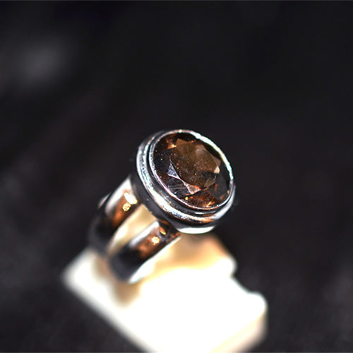 925 Sterling Silver Oval Smoky Quartz Ring