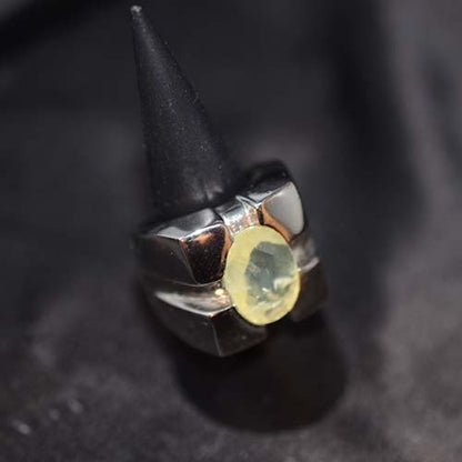 925 Sterling Silver Light Green Oval Modern Ring