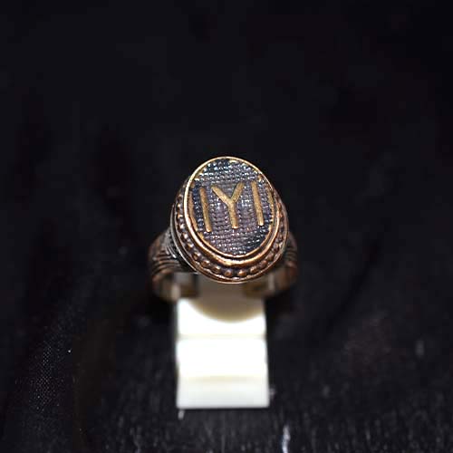 925 Sterling Silver Two-Tone Kayi Tribe IYI Signet Ring with Beaded Setting