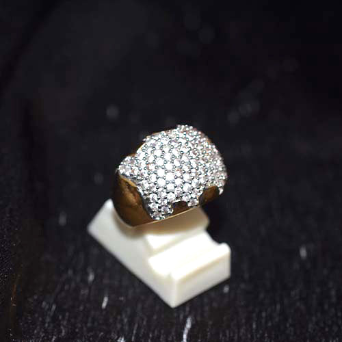 6-Carat-Gold-Plated Pave Set Crystal Dome Ring