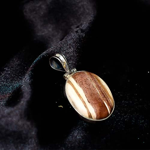 925 Sterling Silver Striped Jasper Oval Pendant