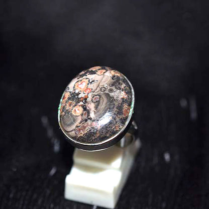 925 Sterling Silver Orbicular Jasper Oval Ring