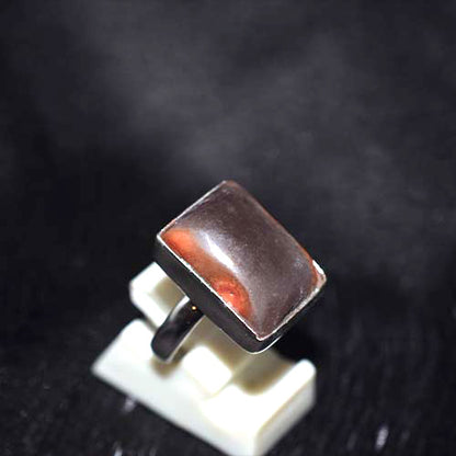 925 Sterling Silver Brown Jasper Rectangle Ring
