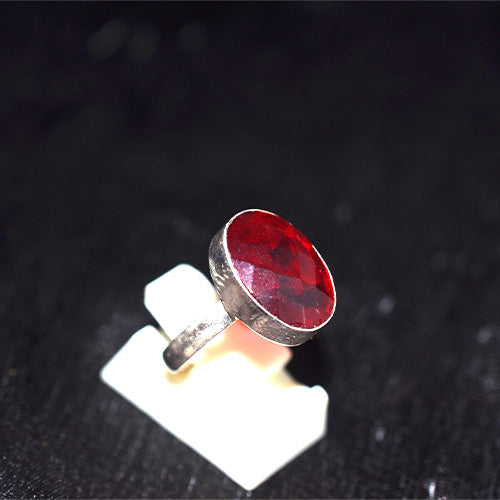 925 Sterling Silver Red Onyx Oval Ring