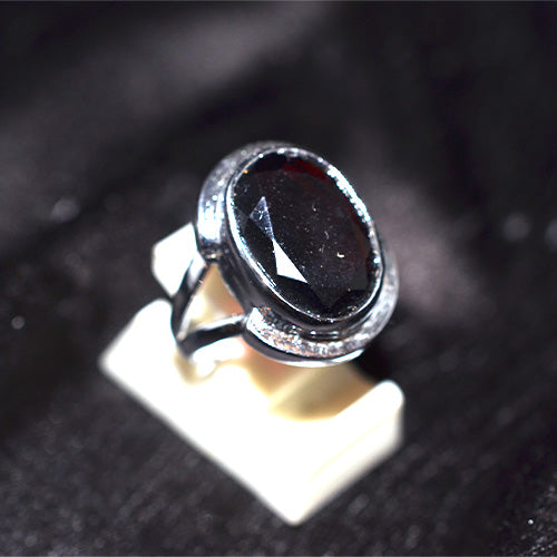 925 Sterling Silver Oval Garnet Double Band Ring