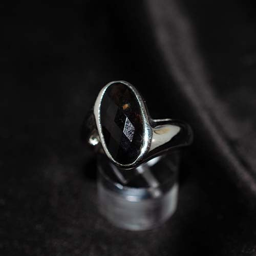 925 Sterling Silver Smoky Quartz Elongated Oval Ring