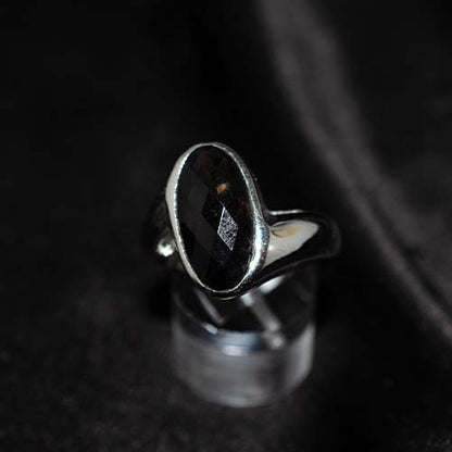 925 Sterling Silver Smoky Quartz Elongated Oval Ring