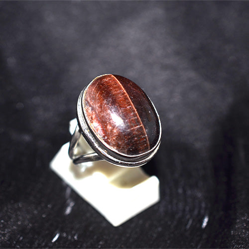 925 Sterling Silver Oval Red Tiger Eye Ring