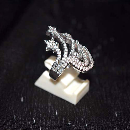 925 Sterling Silver Cubic Zirconia Star Motif Ring