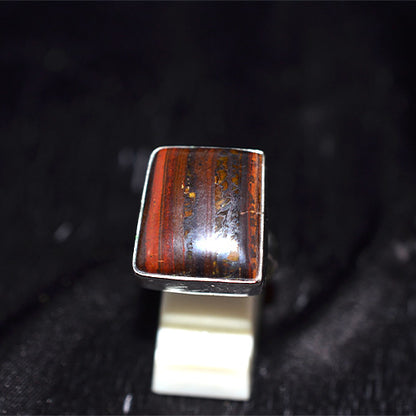925 Sterling Silver Square Cut Tiger Iron Ring