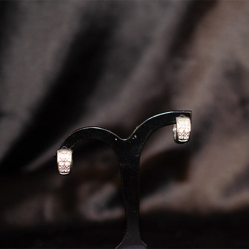 925 Sterling Silver Pavé Set Crystal Huggie Hoop Earrings