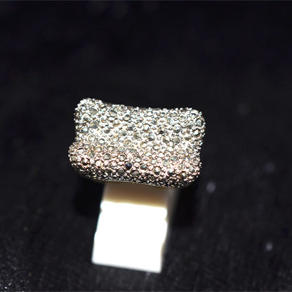 925 Sterling Silver Turkish White CZ Pave Wide Band Ring