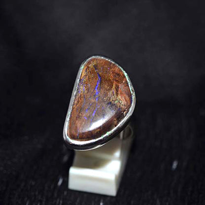 925 Sterling Silver Boulder Opal Freeform Ring