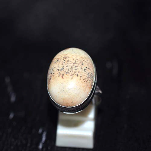 925 Sterling Silver Dendritic Jasper Oval Ring