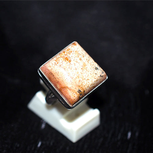 925 Sterling Silver Square Picture Jasper Ring