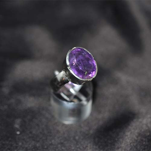 925 Sterling Silver Deep Amethyst Oval Ring