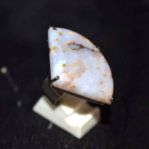 925 Sterling Silver Dendritic Opal Fan-Shaped Claw Set Ring