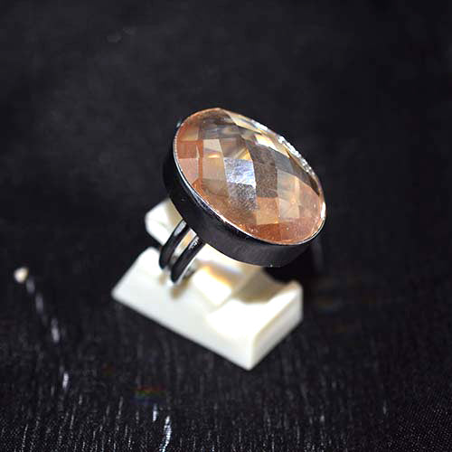 925 Sterling Silver Oval Imperial Topaz Split Shank Ring