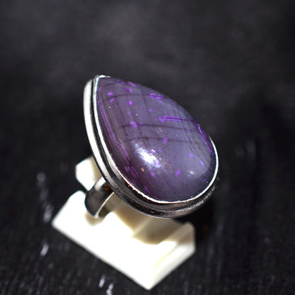 925 Sterling Silver Sugilite Teardrop Ring