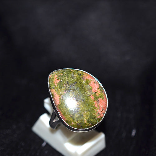925 Sterling Silver Freeform Unakite Ring