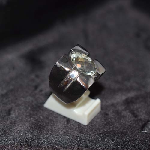 925 Sterling Silver Prasiolite Architectural Ring
