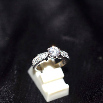 925 Sterling Silver Cubic Zirconia Floral Accent Ring