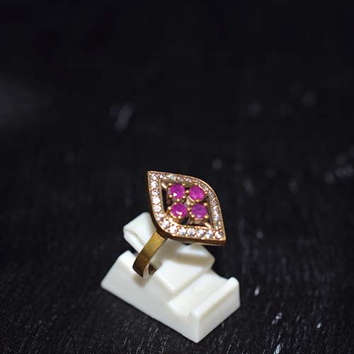6 Carat Gold Plated Pink Diamond Shaped Halo Ring