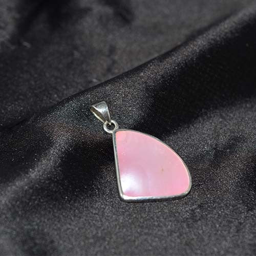 925 Sterling Silver Pink Quartz Freeform Pendant