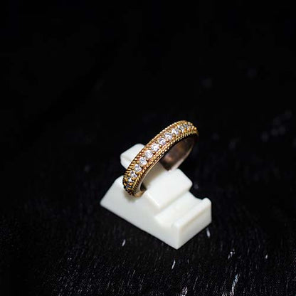 6 Carat Gold Plated Double Row Cubic Zirconia Band