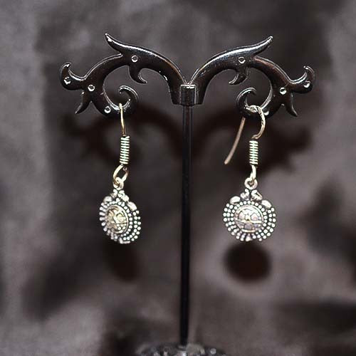 925 Sterling Silver Antique Sunburst Dangle Earrings
