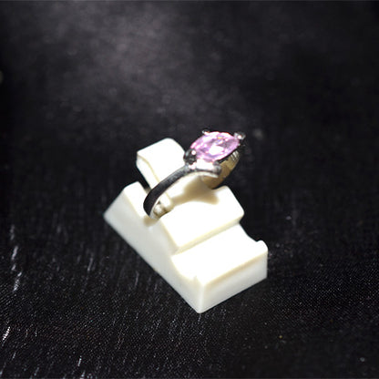 925 Sterling Silver Pink Pear Cut Cubic Zirconia Ring