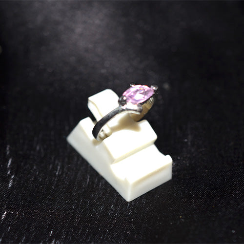 925 Sterling Silver Pink Pear Cut Cubic Zirconia Ring