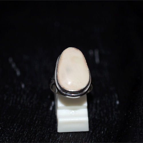 925 Sterling Silver Oval Cream Jasper Ring