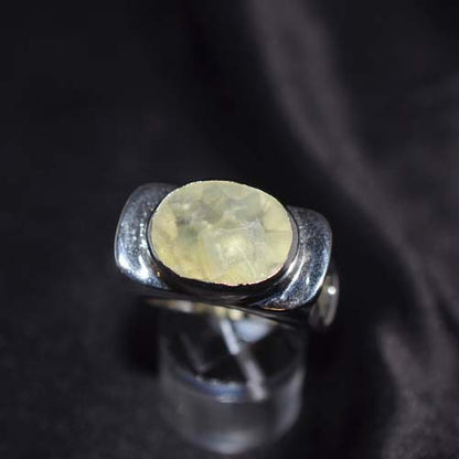 925 Sterling Silver Prehnite Modern Oval Ring
