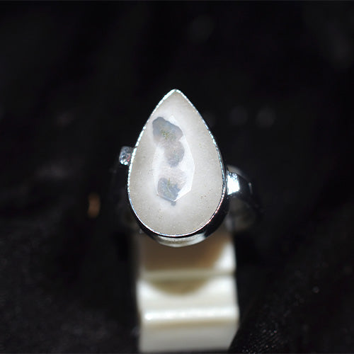 925 Sterling Silver Pear Dendritic Agate Ring