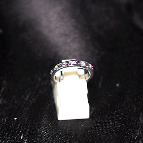 925 Sterling Silver Purple Cubic Zirconia Eternity Band Ring