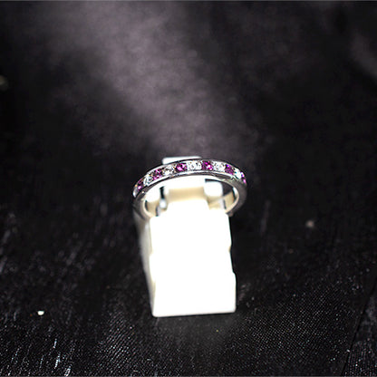 925 Sterling Silver Purple Cubic Zirconia Eternity Band Ring