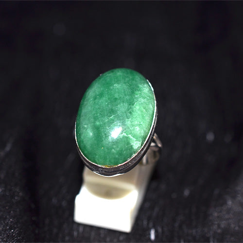 925 Sterling Silver Green Aventurine Oval Ring