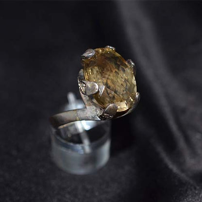925 Sterling Silver Citrine Claw Prong Ring
