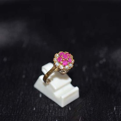 6 Carat Gold Plated Pink Floral Motif Ring