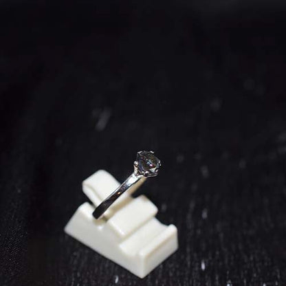 925 Sterling Silver Black Crystal Solitaire Ring